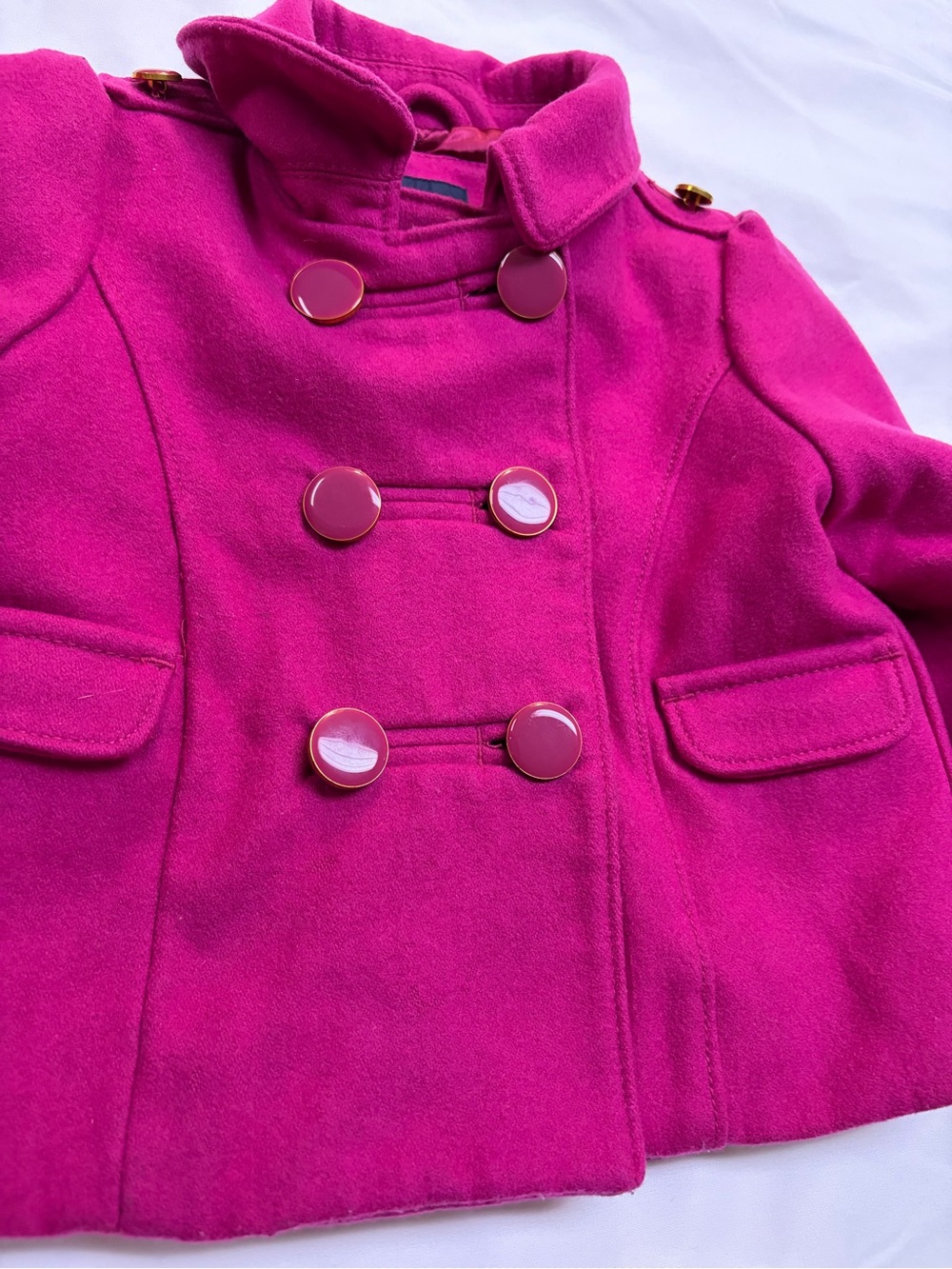 GAP Girls Hot Pink Double-Breasted Pea Coat